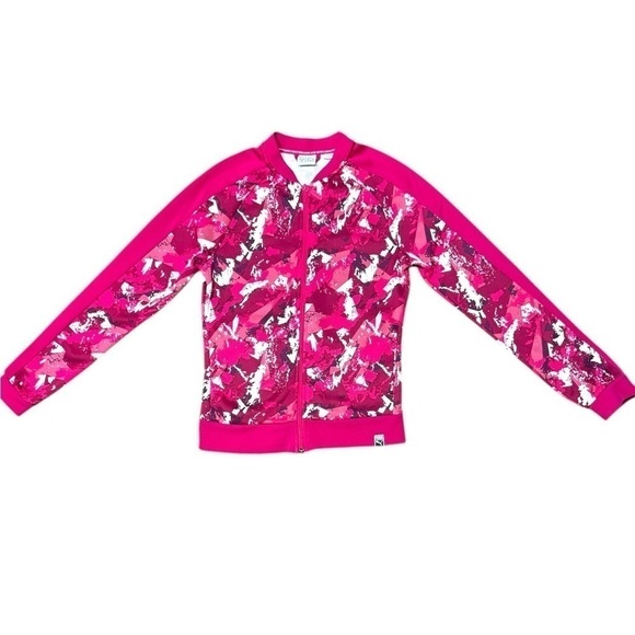 Puma All Over Print T7 Women's Track Jacket Love Potion Size Small Pink & White - Picture 6 of 16